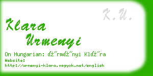 klara urmenyi business card